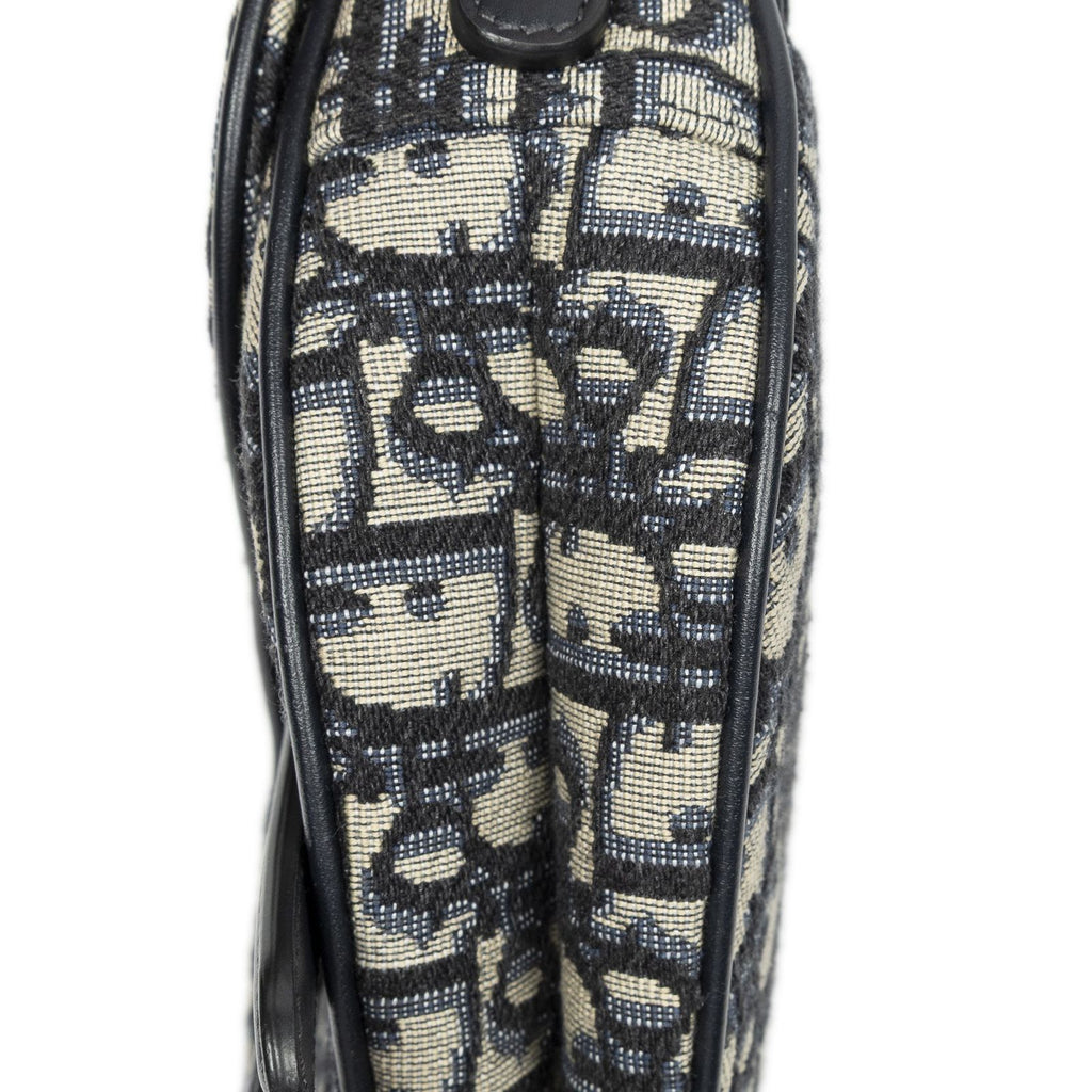 Dior New Saddle Bag Navy Beige Oblique Jacquard Canvas — view 7