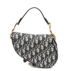 Dior New Saddle Bag Navy Beige Oblique Jacquard Canvas — view 5