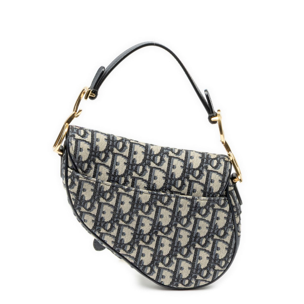 Dior New Saddle Bag Navy Beige Oblique Jacquard Canvas — view 5