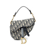 Dior New Saddle Bag Navy Beige Oblique Jacquard Canvas