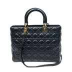 Dior Large Lady Dior Zip Black Cannage Lambskin Leather Handbag — view 5