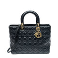 Dior Large Lady Dior Zip Black Cannage Lambskin Leather Handbag