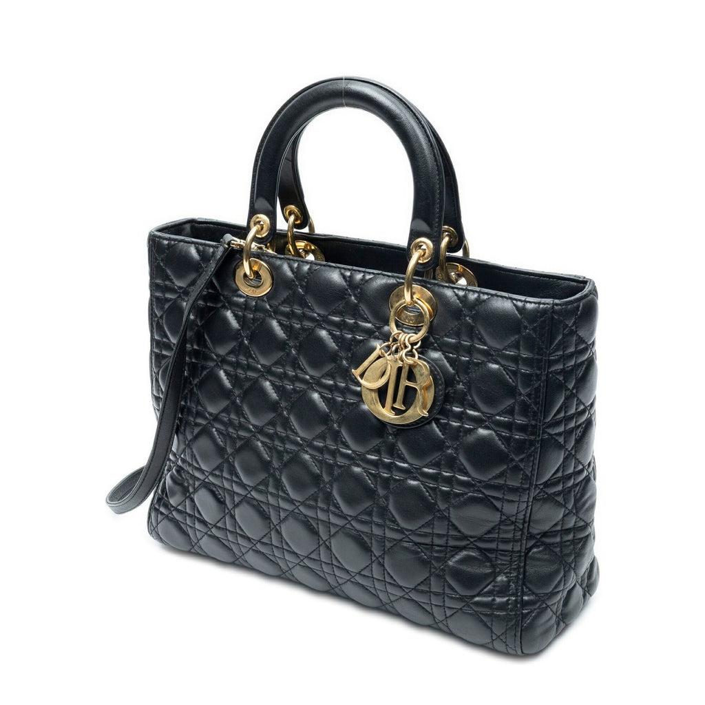 Dior Large Lady Dior Zip Black Cannage Lambskin Leather Handbag — view 2