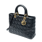 Dior Large Lady Dior Zip Black Cannage Lambskin Leather Handbag — view 2