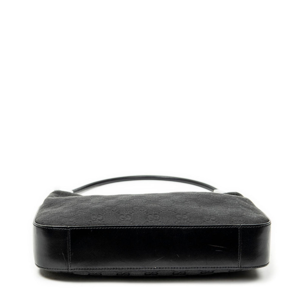 Gucci Shoulder Zip Hobo Black GG Canvas — view 6