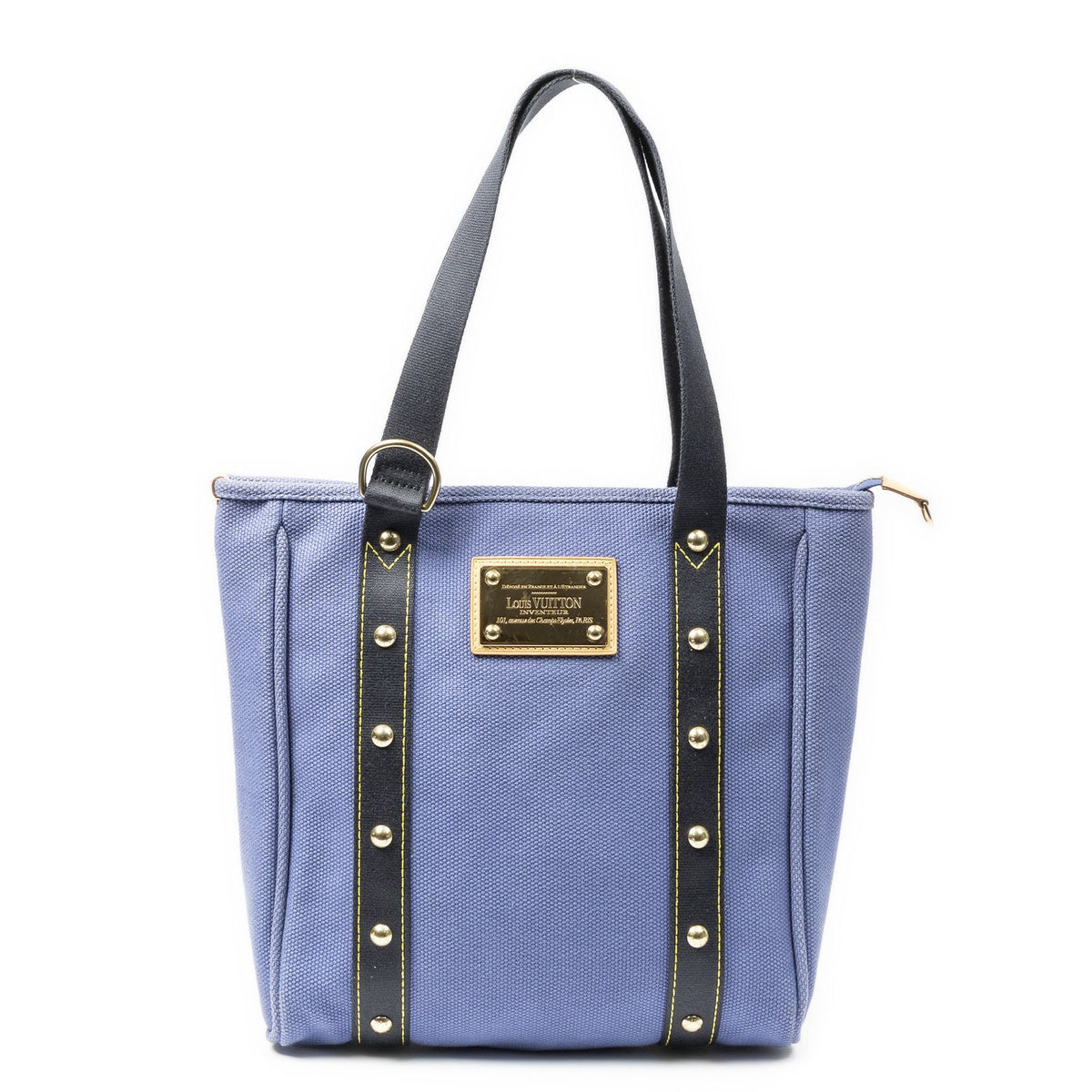 Louis Vuitton Antigua Cabas Purple Navy Blue Woven Canvas Shoulder Bag