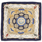 Hermes Scarf Navy Blanc's White Twill Silk — view 2