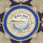 Hermes Scarf Navy Blanc's White Twill Silk — view 3