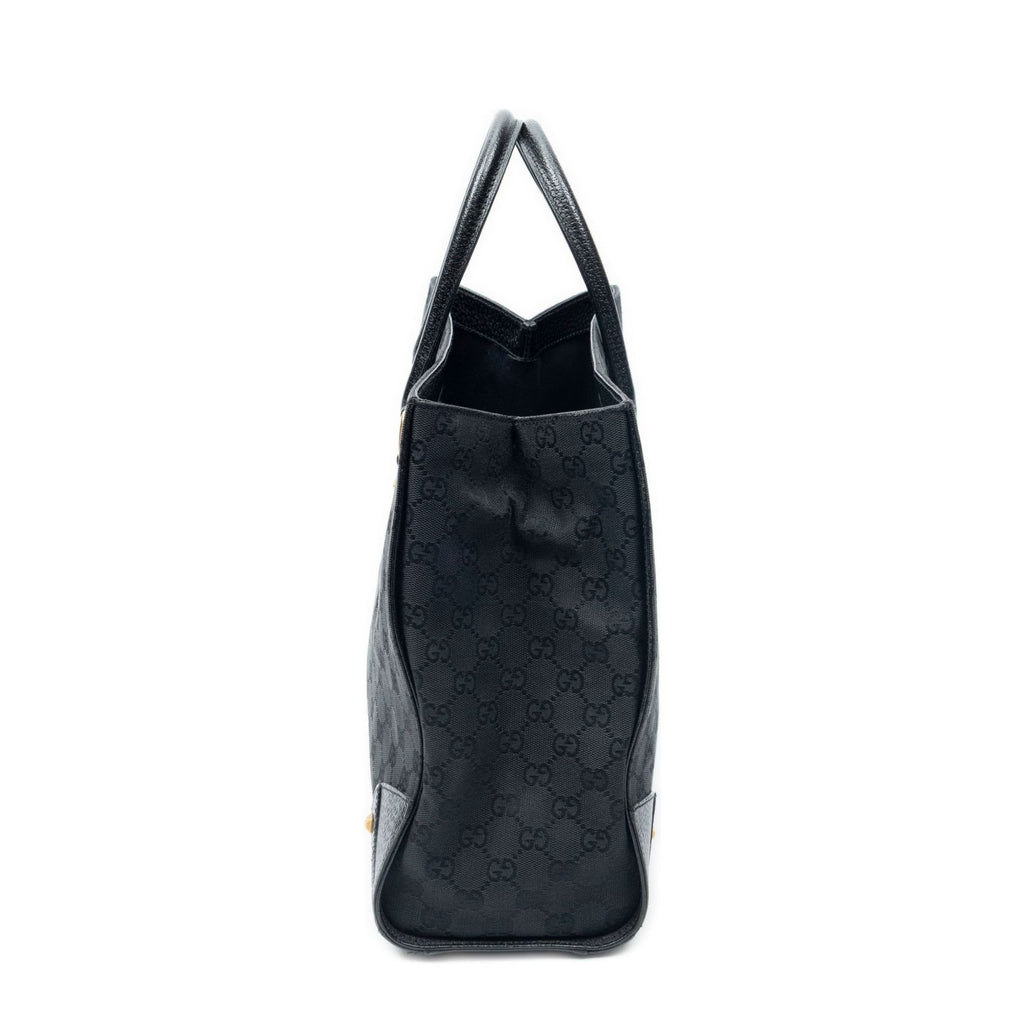 Gucci Nail Head Tote Black GG Canvas — view 3