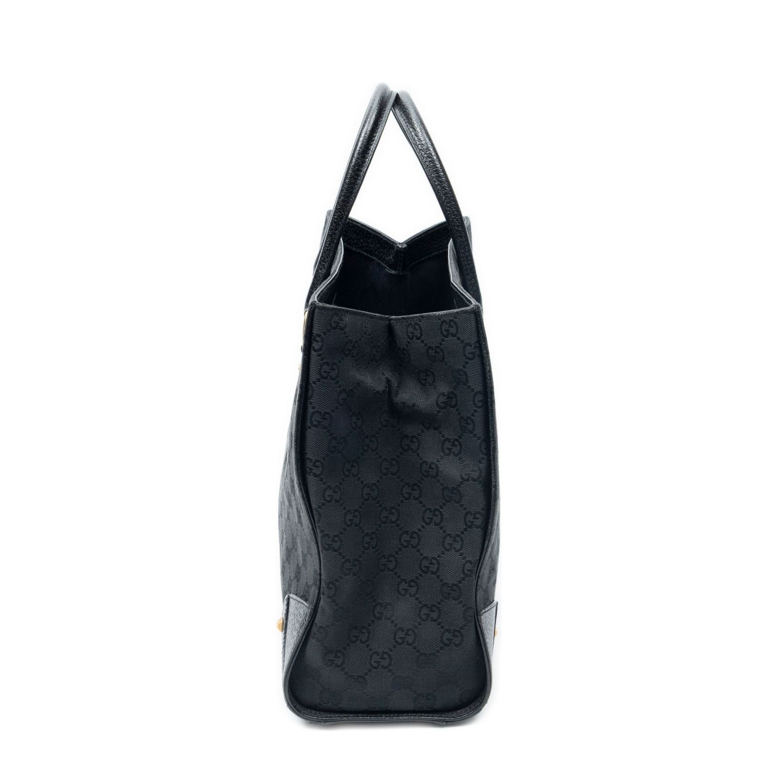 Gucci Nail Head Tote Black GG Canvas — view 3