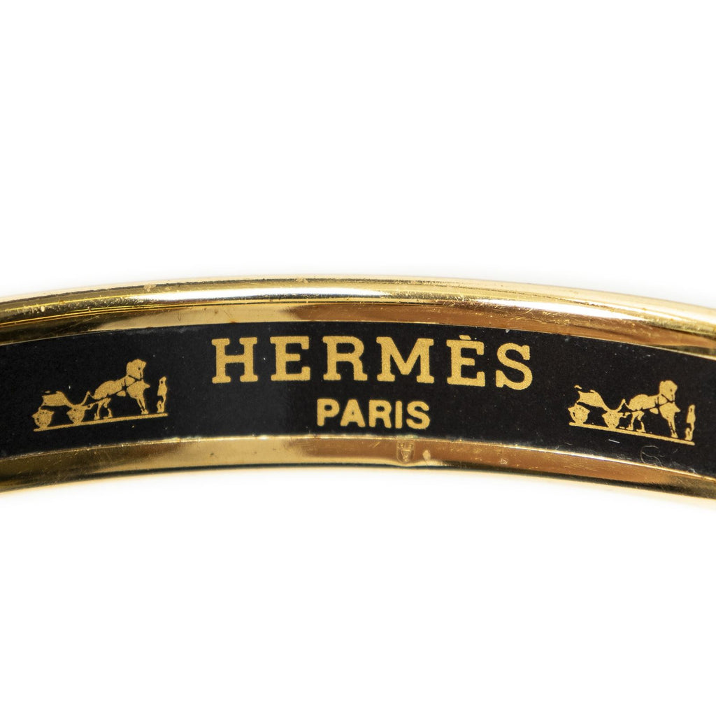 Hermes Enamel Bangle Green Gold Plated Bracelet — view 4