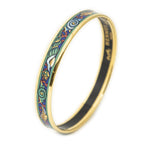 Hermes Enamel Bangle Green Gold Plated Bracelet