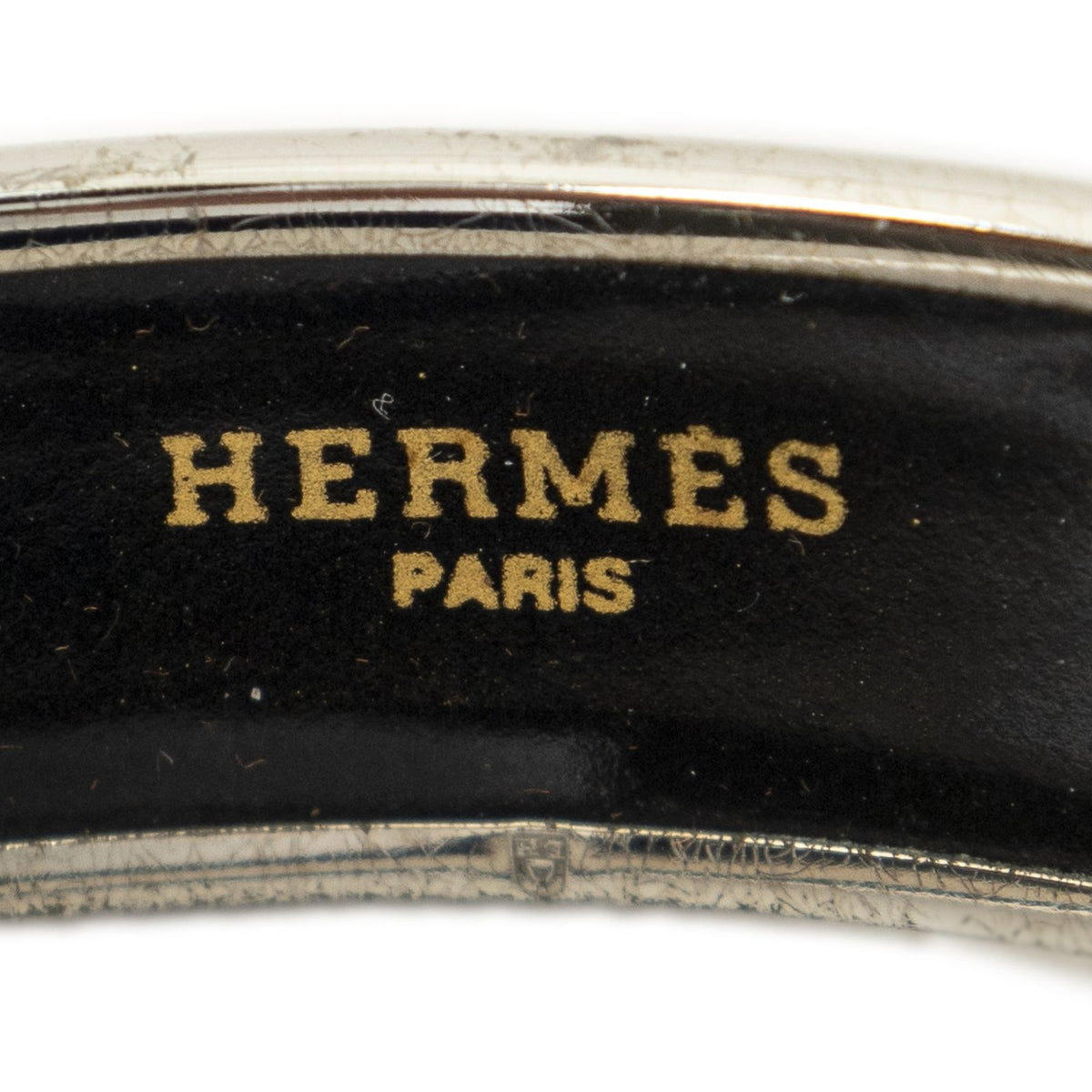Hermes Enamel Bangle Ivory Silver Plated Bracelet — view 4