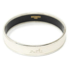 Hermes Enamel Bangle Ivory Silver Plated Bracelet — view 2