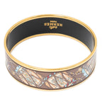 Hermes Enamel Bangle Brown Gold Plated Bracelet — view 3