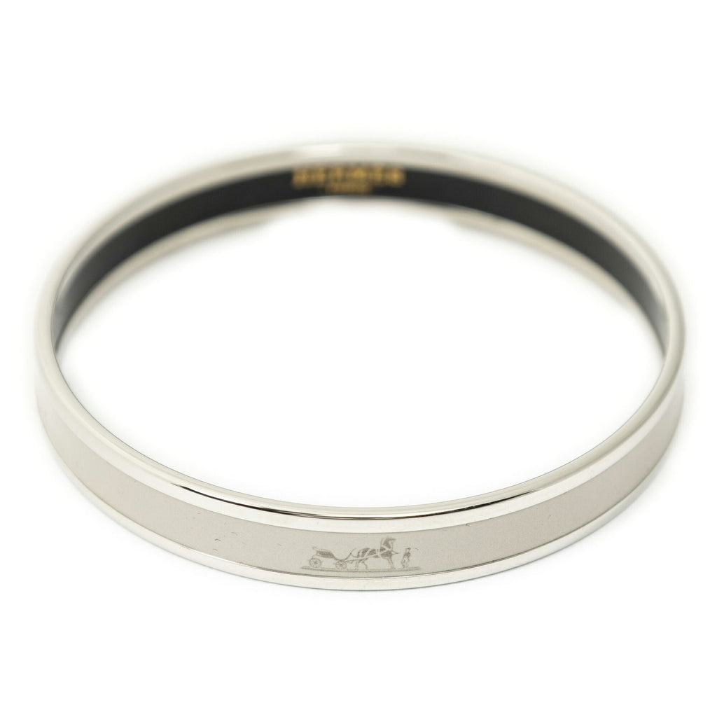 Hermes Enamel Bangle Gray Silver Plated Bracelet — view 2
