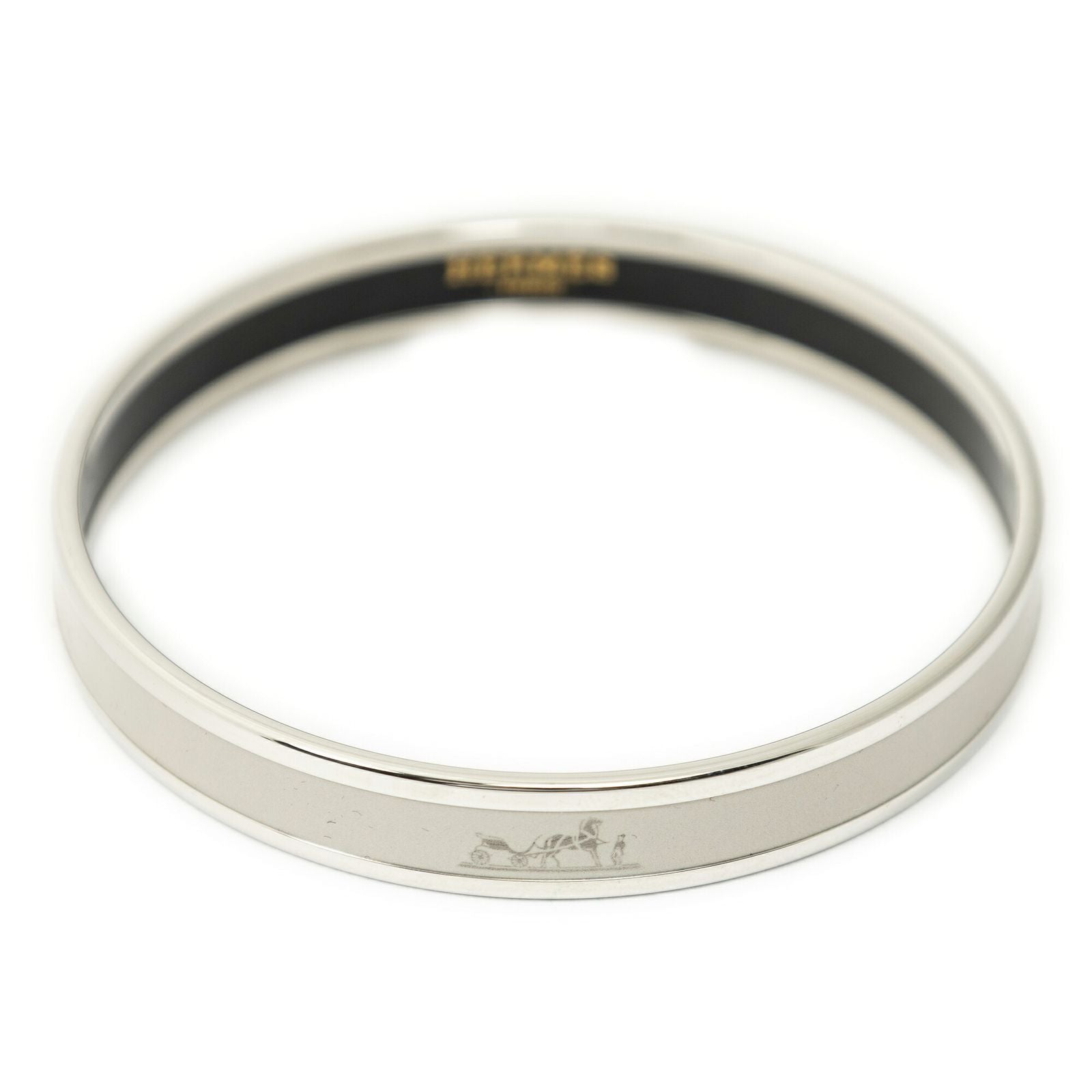 Hermes Enamel Bangle Gray Silver Plated Bracelet — view 2