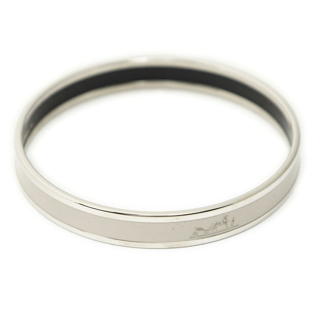 Hermes Enamel Bangle Gray Silver Plated Bracelet — view 3