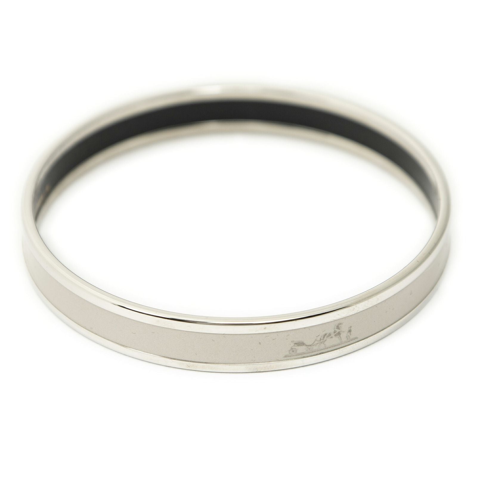 Hermes Enamel Bangle Gray Silver Plated Bracelet — view 3
