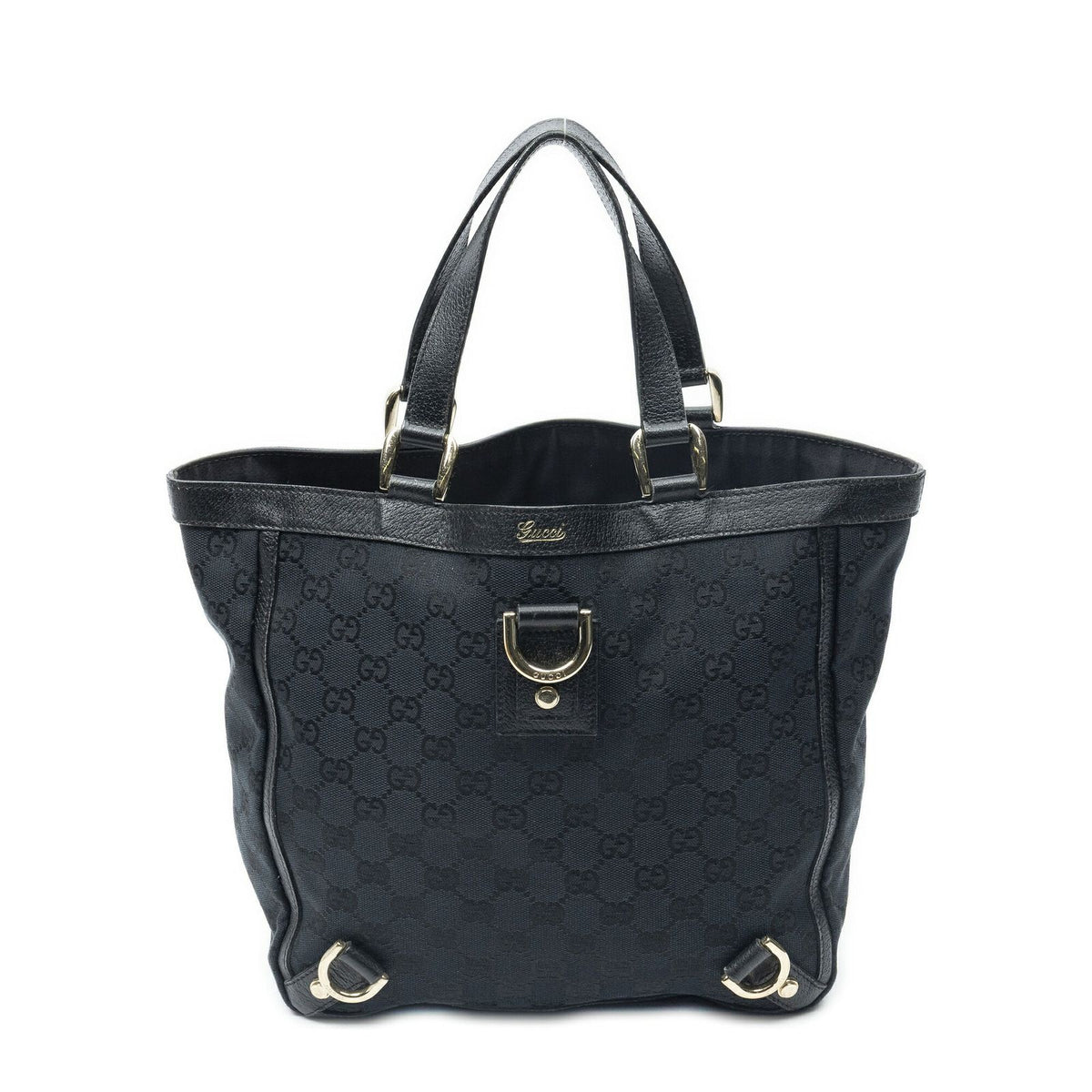 Gucci Small Abbey D Ring Tote Black GG Canvas