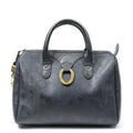 Dior Small Boston Navy Maxi Trotter Pattern Canvas Handbag