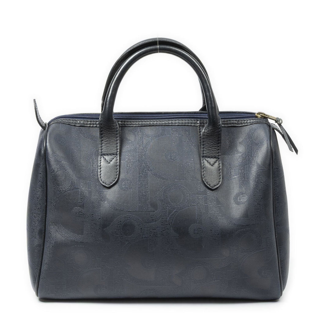 Dior Small Boston Navy Maxi Trotter Pattern Canvas Handbag — view 5