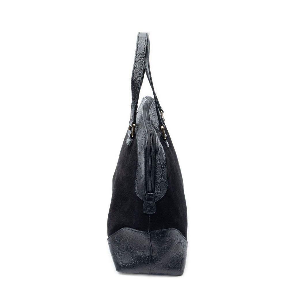 Gucci Medium Joy Tote Black Guccissima Suede — view 3
