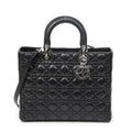 Dior Large Lady Dior Zip Black Cannage Lambskin Leather Handbag