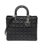 Dior Large Lady Dior Zip Black Cannage Lambskin Leather Handbag