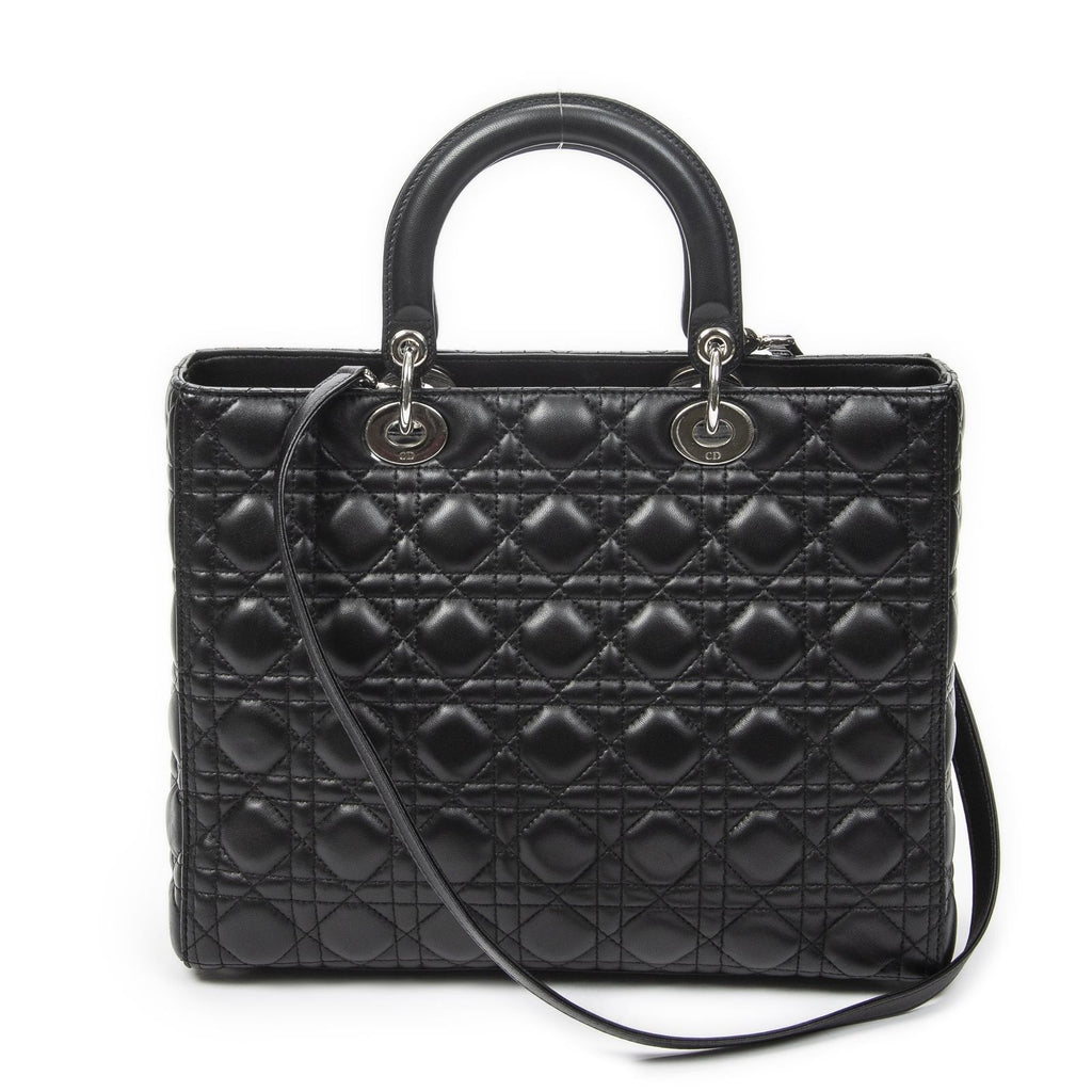 Dior Large Lady Dior Zip Black Cannage Lambskin Leather Handbag — view 5