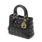 Dior Medium Lady Dior Zip Black Kanaj Lambskin Leather Handbag — view 2