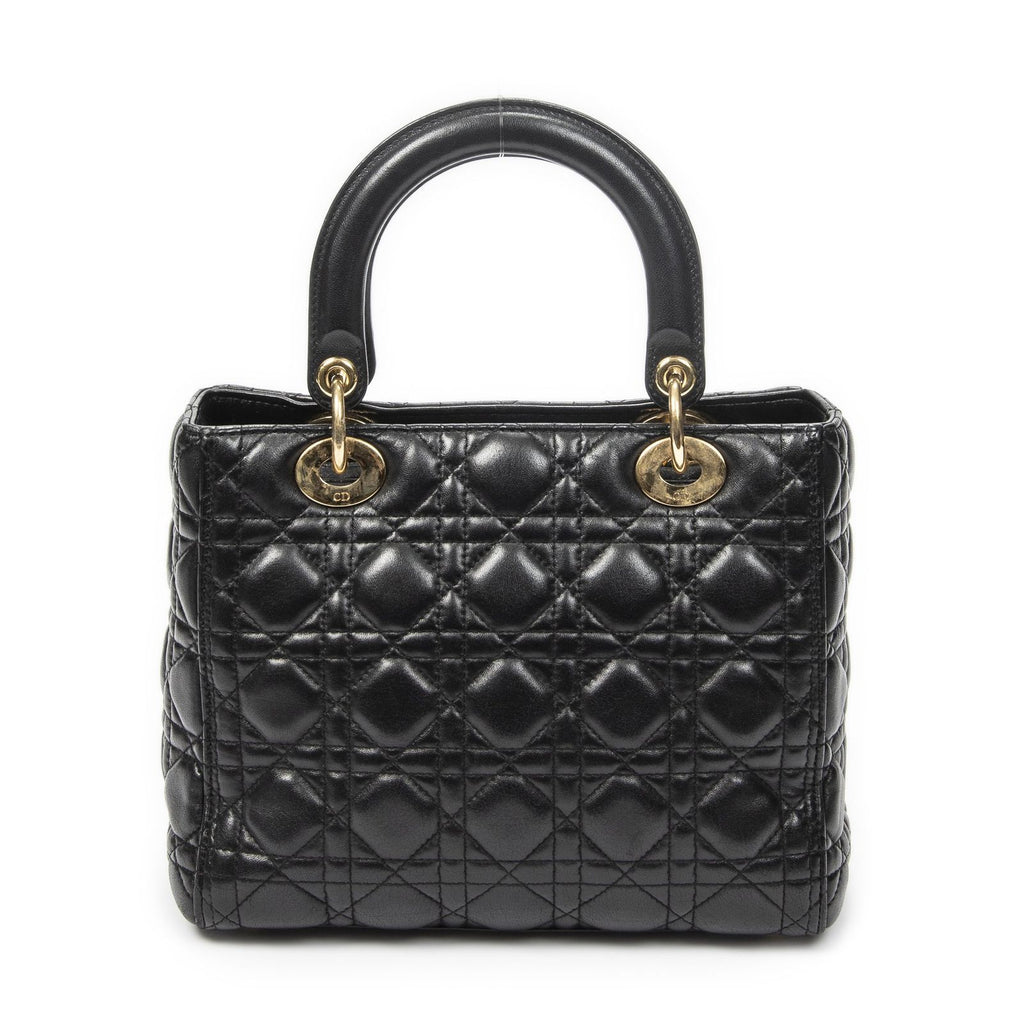 Dior Medium Lady Dior Zip Black Kanaj Lambskin Leather Handbag — view 5