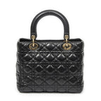 Dior Medium Lady Dior Zip Black Kanaj Lambskin Leather Handbag — view 5