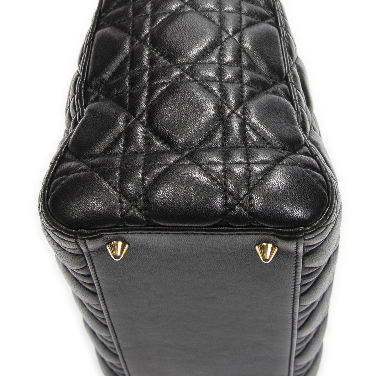 Dior Medium Lady Dior Zip Black Kanaj Lambskin Leather Handbag — view 8