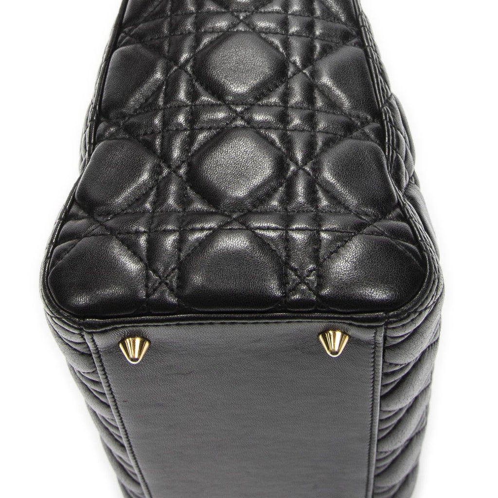 Dior Medium Lady Dior Zip Black Kanaj Lambskin Leather Handbag — view 7