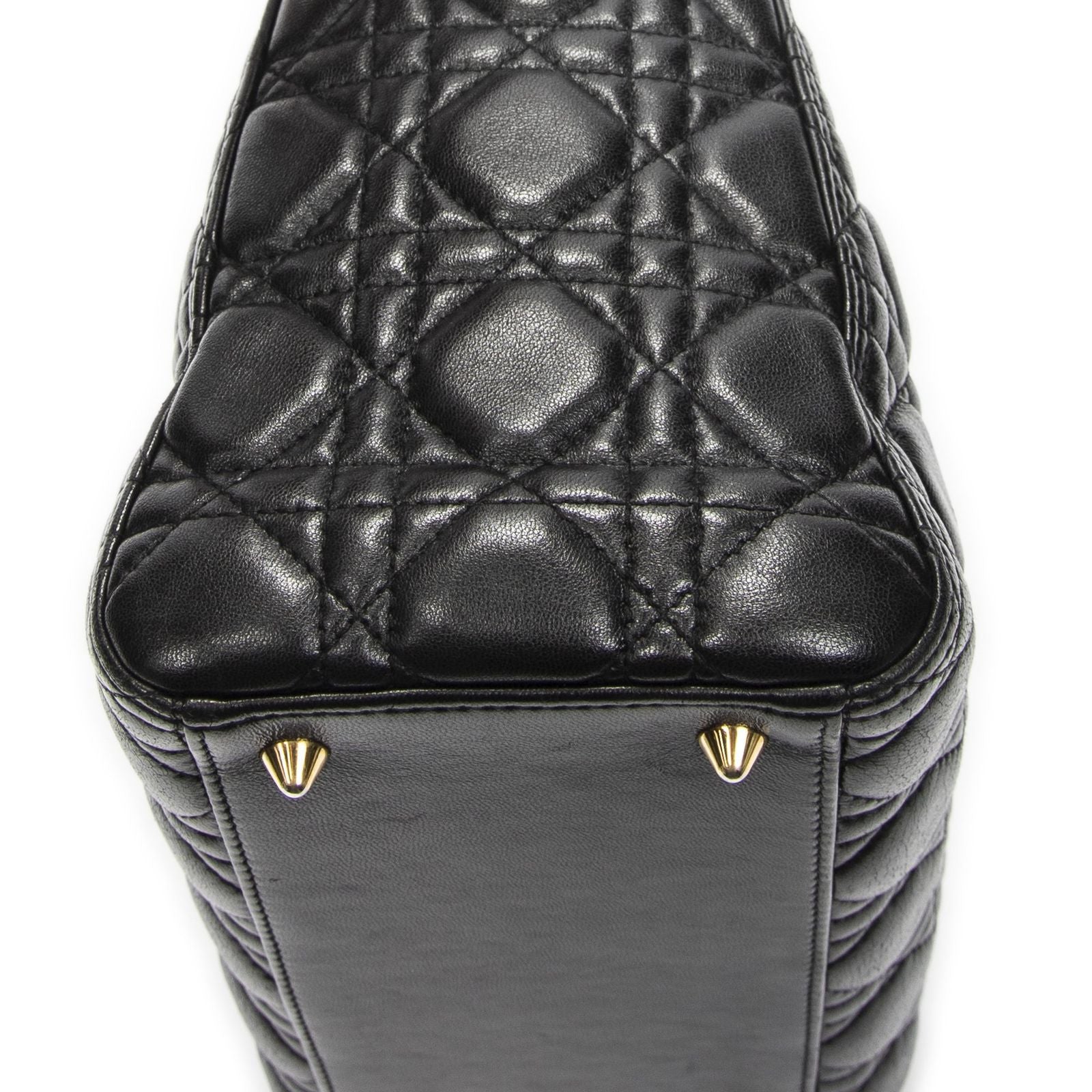 Dior Medium Lady Dior Zip Black Kanaj Lambskin Leather Handbag — view 7