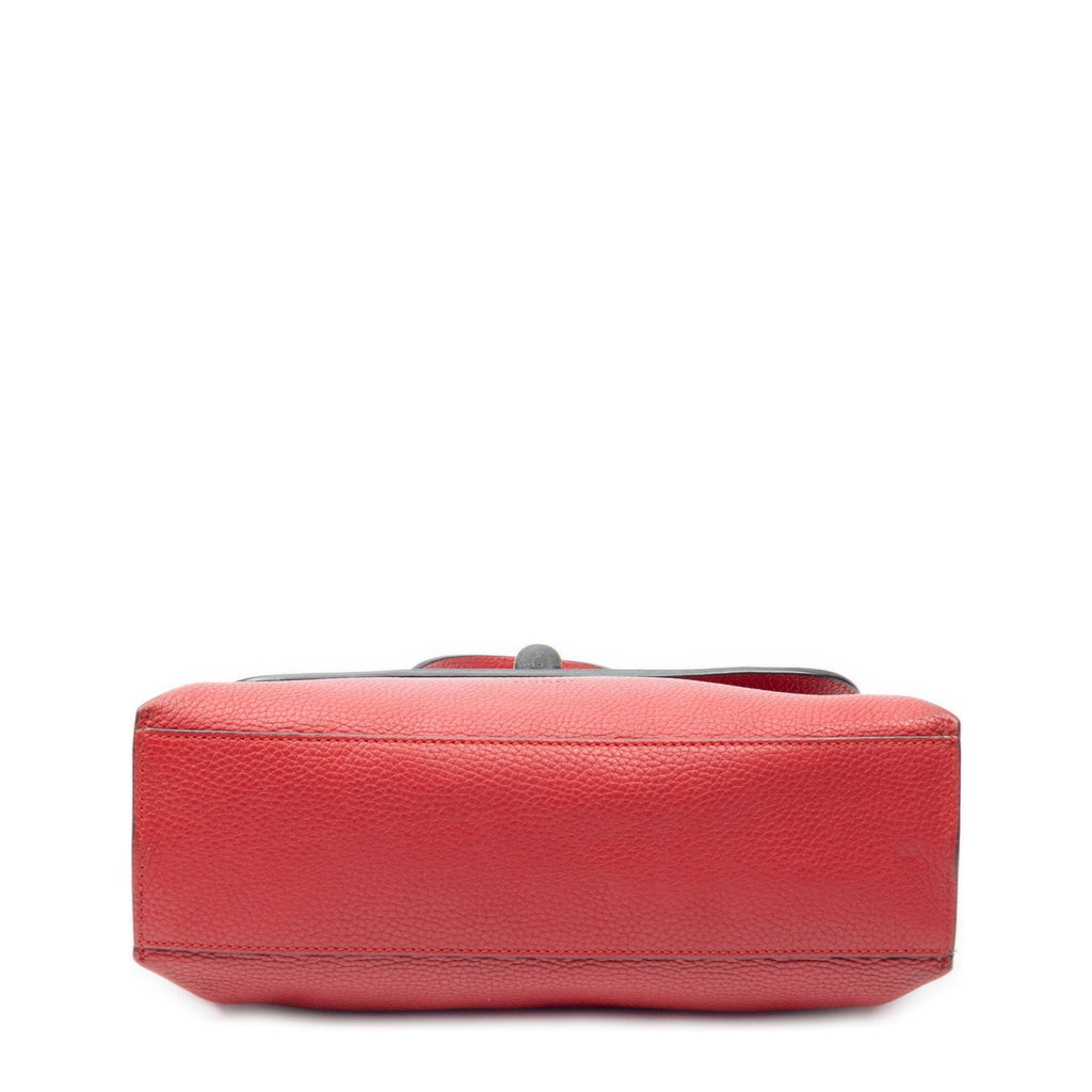 Gucci Small Bamboo Top Handle Flap Bag Red Gray Leather — view 6
