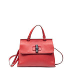 Gucci Small Bamboo Top Handle Flap Bag Red Gray Leather