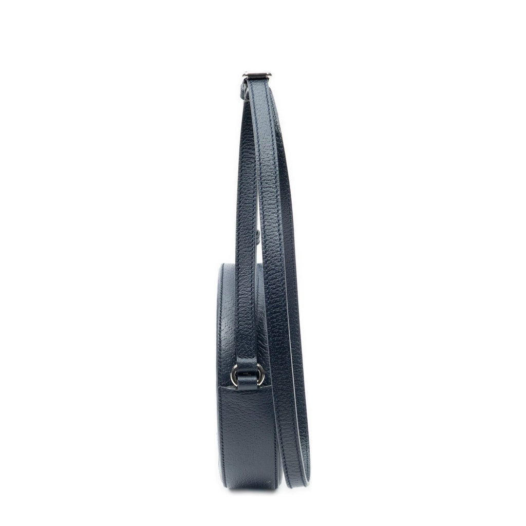 Gucci GG Round Cross Belt Bag Navy Gray Leather — view 3