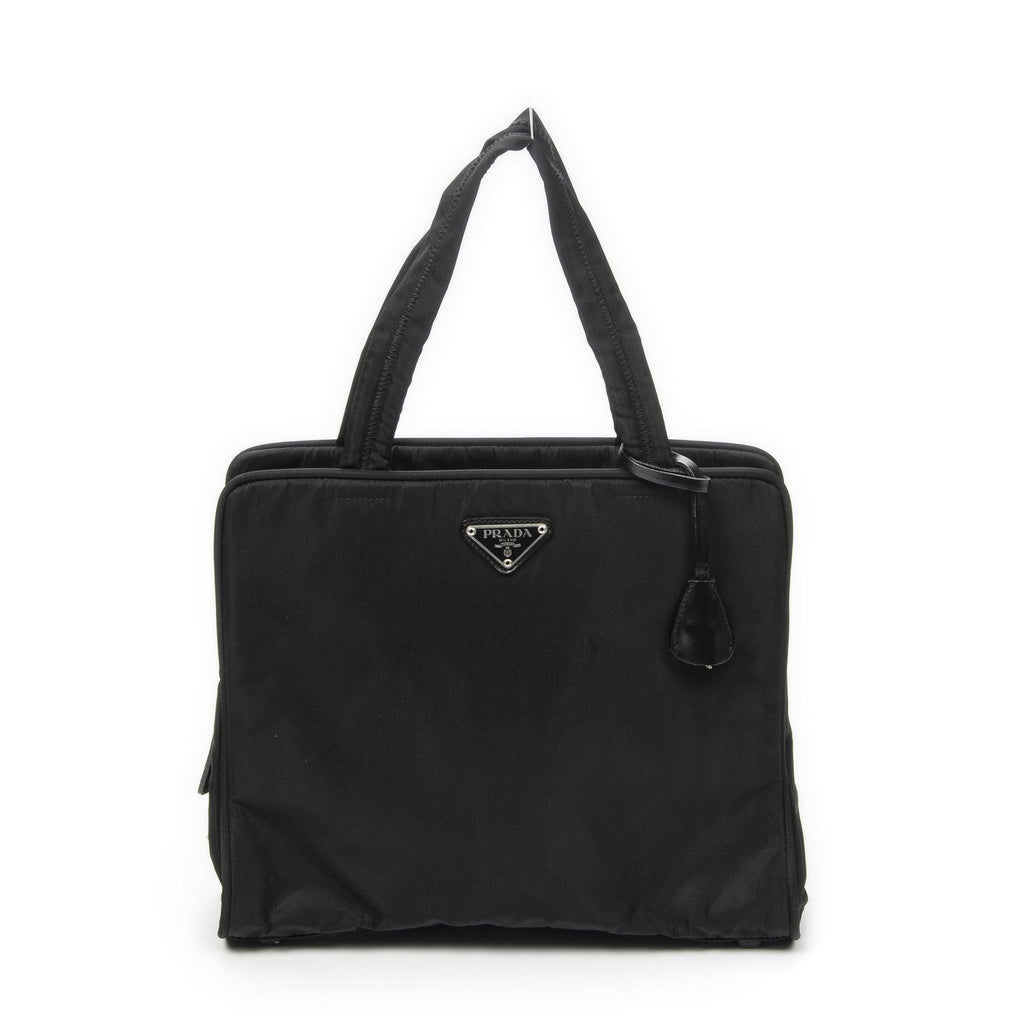Prada Square Zip Tote Black Nylon Canvas