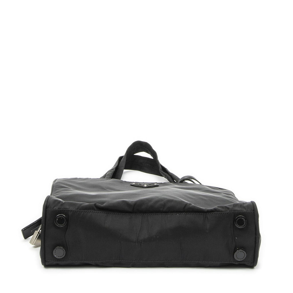 Prada Square Zip Tote Black Nylon Canvas — view 6