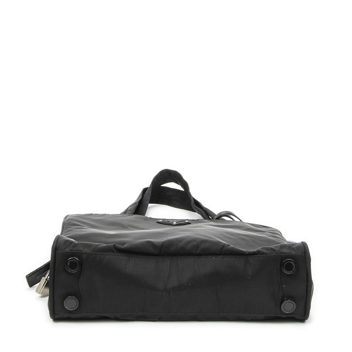 Prada Square Zip Tote Black Nylon Canvas — view 6