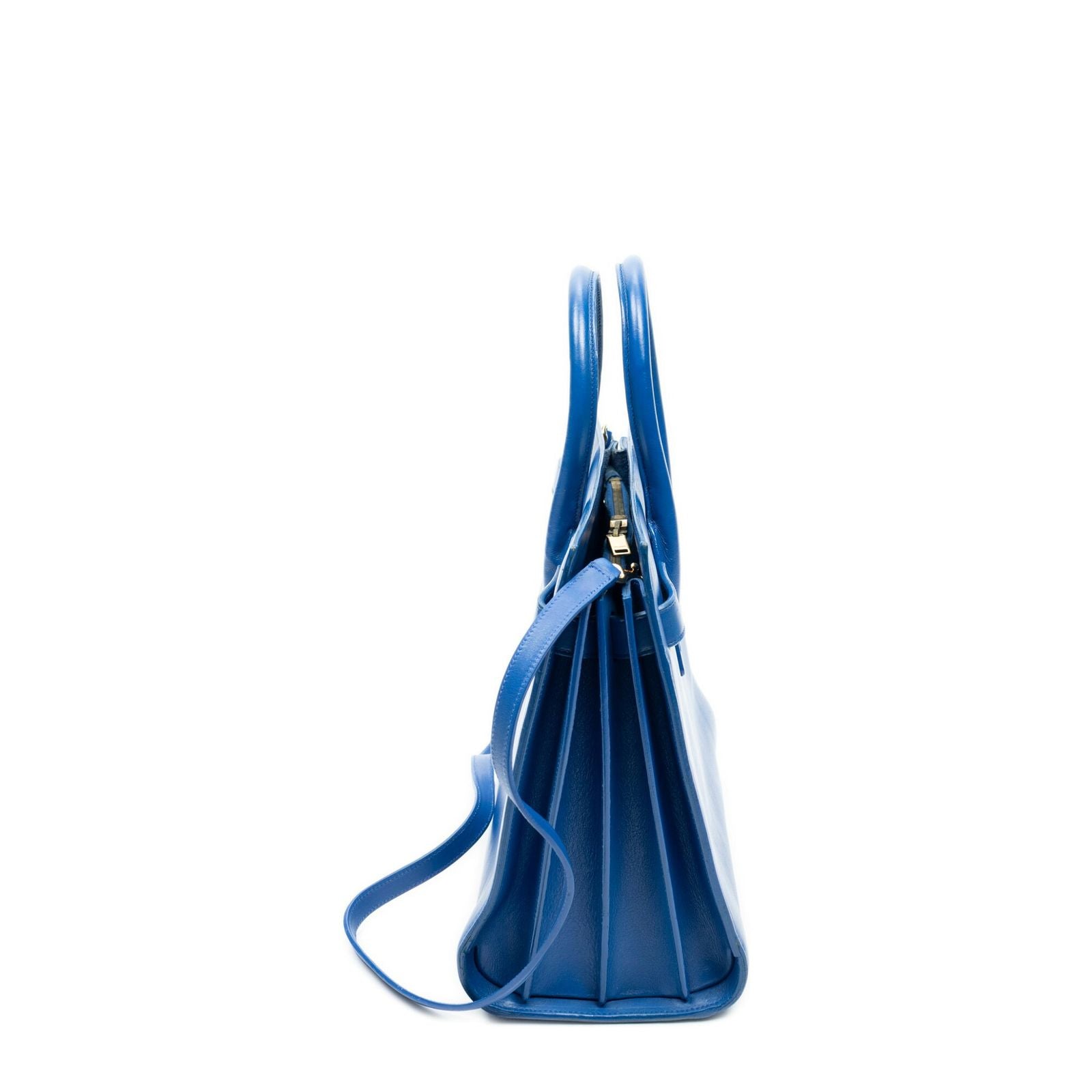 Saint Laurent Small Sac de Jour Blue Calfskin Leather Handbag — view 4