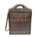 Gucci Embroidery Tote Brown Gray
