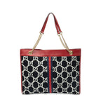 Gucci Rajah Tweed Chain Large Tote Red Black — view 5