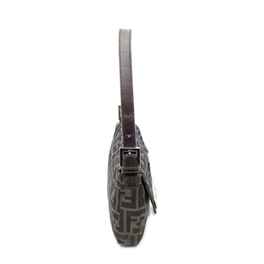 Fendi Baguette Brown Black Zucca Canvas Shoulder Bag — view 4