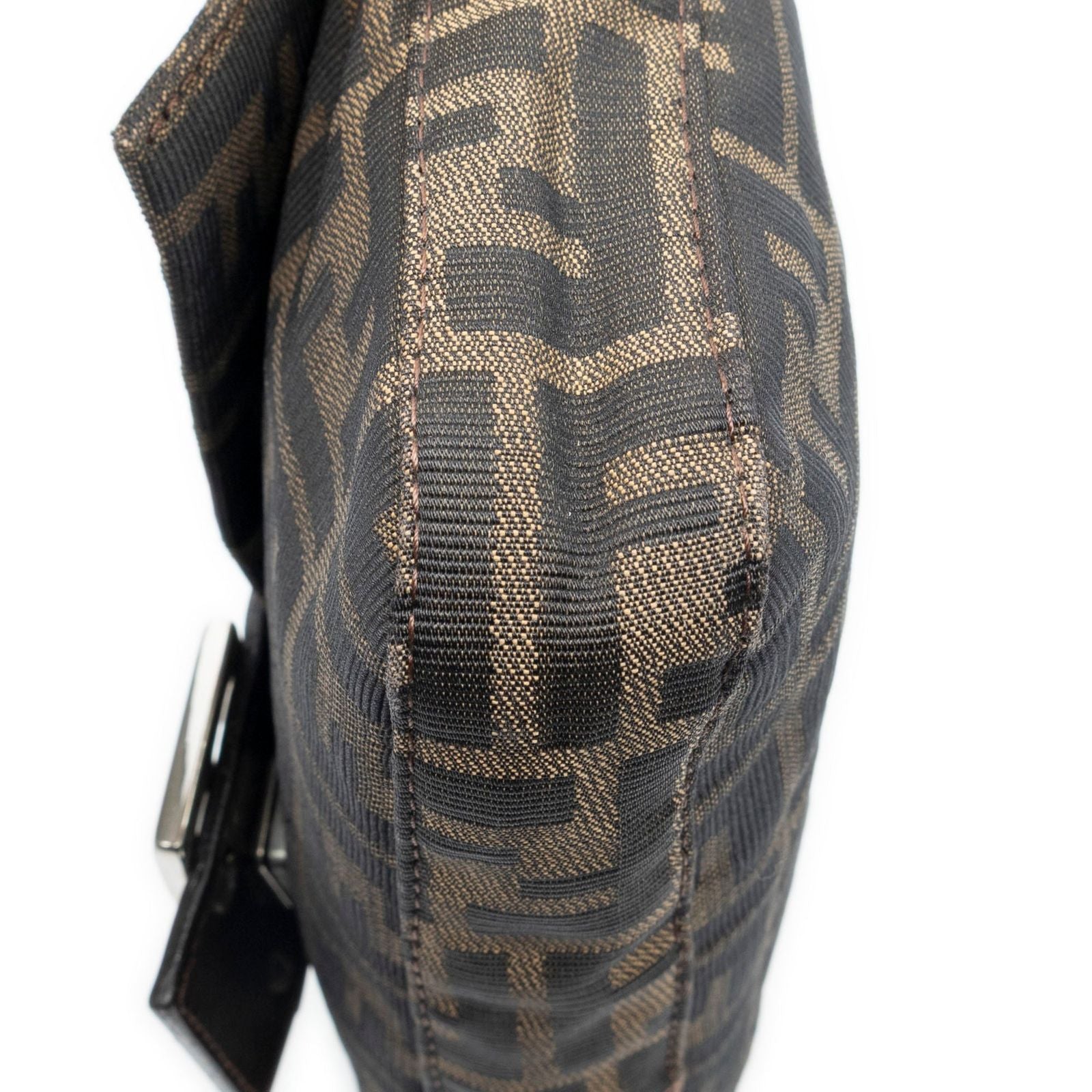 Fendi Baguette Brown Black Zucca Canvas Shoulder Bag — view 7