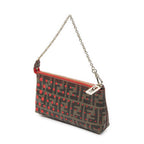 Fendi Cutout Pouch Red Brown Star Perforation Zucca Canvas — view 2