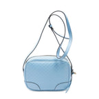 Gucci Bree Cross Belt Bag Blue Micro Guccissima Leather