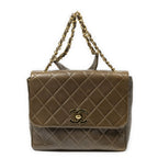 Chanel CC XL Jumbo Square Flap Bag Olive Green Quilted Lambskin Leather